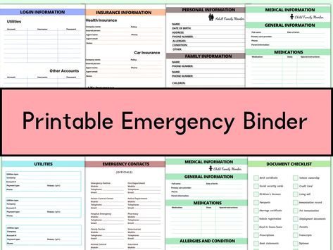 "Emergency Binder Printable, Life Binder, In Case Of Emergency Binder, What If Binder, Family Just In Case Folder, Home Management Binder Introducing the ultimate Emergency Binder Printable - your comprehensive Life Binder for unexpected situations. Our meticulously designed In Case of Emergency Binder, also known as the What If Binder, is your family's go-to resource for critical moments. This Home Management Binder is not just a folder; it's a proactive approach to ensure you're prepared for any unforeseen circumstances. Inside this indispensable Family Just In Case Folder, you'll discover thoughtfully crafted templates and guides that cover every aspect of emergency preparedness. From crucial contacts to medical information, this binder is a one-stop solution for organizing vital detail New Home Binder, In Case Of Emergency Binder, Family Binder Organizer, Emergency Preparedness Binder, Family Emergency Binder, Medication Log, Medical Binder, Emergency Binder, Family Binder