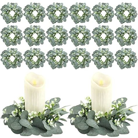 Gardening Theme Party, Leaves Wreaths, Lodge Reception, Wedding Table Scape, Candle Pillars, Dinner Centerpieces, Leaf Candle, Boho Candle, Eucalyptus Candle