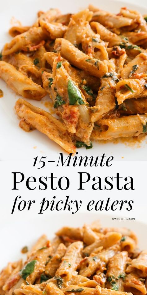 Recipe For Picky Eaters, Creamy Pesto Pasta Recipe, Recipe With Pesto, Easy Vegetarian Pasta, Healthy Pasta Recipe, Easy Pesto Pasta, Pesto Pasta Recipe, Creamy Pesto Pasta, Pesto Pasta Recipes