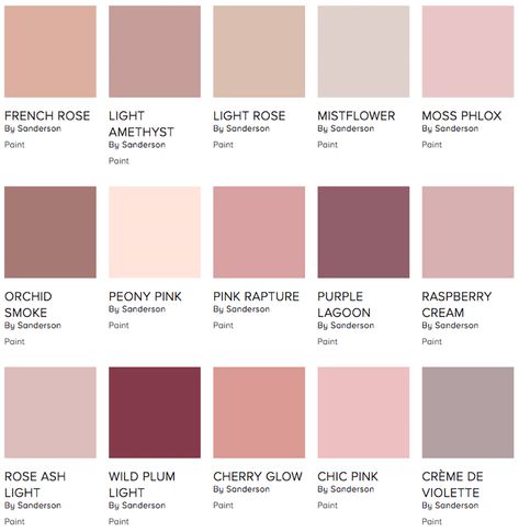 Sanderson pink paint palette on style library - Warm up your home with pink wall colour | Aliz’s Wonderland Pink Paint Colors, Room Wall Colors, Bedroom Wall Colors, Room Paint Colors, Pink Paint, Color Palette Design, Pink Wall, Pink Room, Bedroom Paint