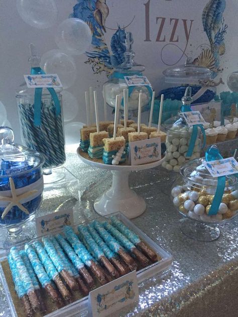 Gorgeous desserts at an under the sea birthday party! See more party ideas at CatchMyParty.com! Gorgeous Desserts, Desserts Birthday, Fruit Table, Under The Sea Birthday Party, Idee Babyshower, Frozen Themed Birthday Party, Baby Shower Treats, Sea Baby Shower, Under The Sea Birthday