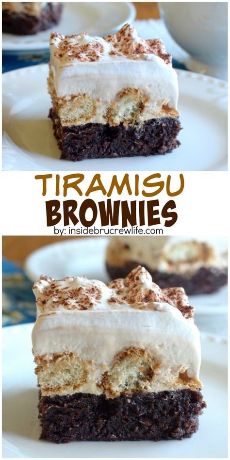 Diy Brownies, Tiramisu Brownies, Decorated Brownies, Tiramisu Recept, Cookie Dough Cake, Smores Dessert, Coffee Cheesecake, Brownie Toppings, Dipped Cookies