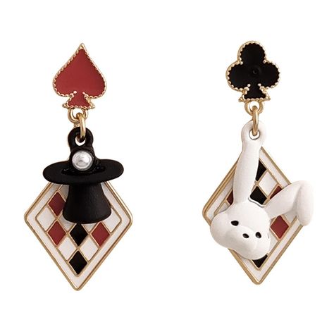 PRICES MAY VARY. Queen of hearts accessories: These stylish earrings are perfect for poker fans and those looking for unique accessories. They feature a fun queen of hearts design that adds a playful touch to any outfit. Queen of spades jewelry: With an asymmetric design and a rabbit motif, these earrings are whimsical and charming, adding a unique flair to your look. Poker accessories: Made with hypoallergenic materials, these earrings are safe for sensitive skin. They make a thoughtful gift fo Queen Of Hearts Accessories, Queen Of Hearts Quinceanera Theme, Descendants Redesign, Poker Outfit, Queen Of Hearts Outfit, Poker Accessories, Red Descendants, Queen Of Heart, Board Outfit