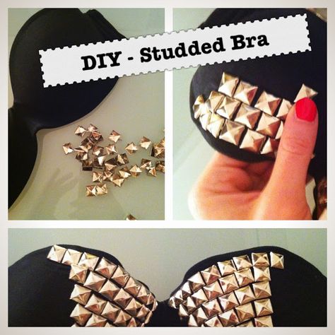 DIY studded bra Lady Gaga Costume, Studded Bra, Old Bras, Diy Bra, Stud Muffin, All The Small Things, Diy Vetement, New Address, Fashion Project