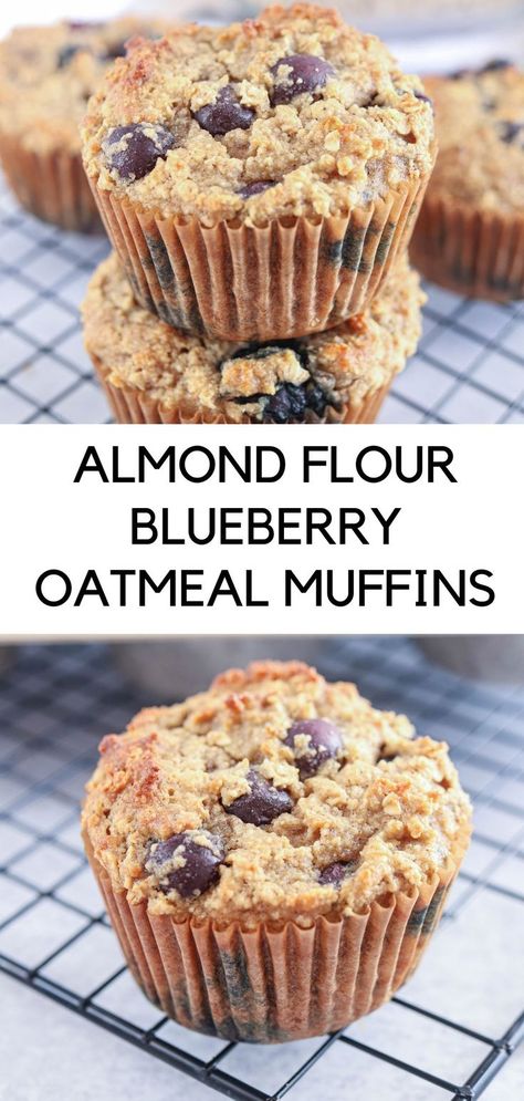 blueberry muffins with almond flour and oatmeal Oat And Almond Flour Muffins, Oat Flour Blueberry Muffins, Hobby Baking, Sugar Free Blueberry Muffins, Oat Muffins Healthy, Oatmeal Blueberry Muffins Healthy, Banana Blueberry Oatmeal Muffins, Banana Oatmeal Muffins Healthy, Almond Flour Blueberry Muffins