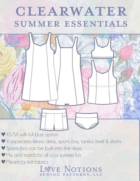 The New Clearwater Summer Essentials is a Clear Winner! | Tankini Shorts, Swim Workout, Sewing Swimwear, Sewing Beginners, Summer Sewing Projects, Workout Dress, Crochet Eyes, Summer Sewing, Get Active