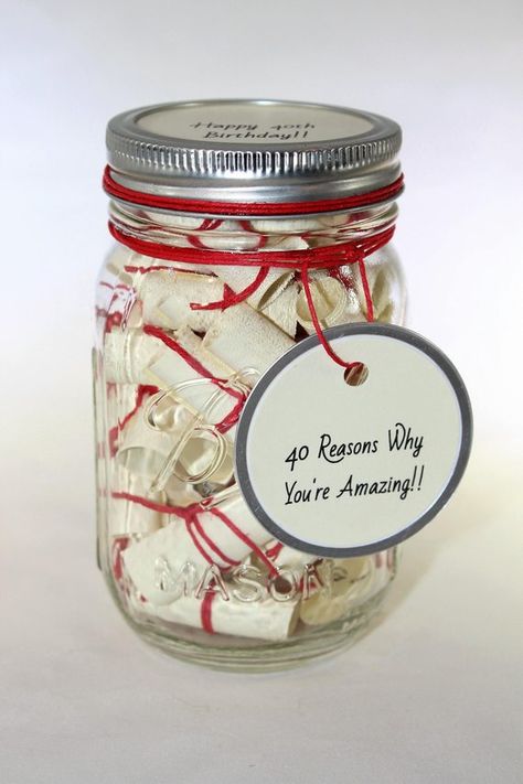 This Message Filled Love Jar is just one of the custom, handmade pieces you'll find in our home & living shops. 40th Birthday Presents, Presente Diy, Love Jar, 80th Birthday Party, Mason Jar Gifts, Cadeau Diy, Diy Gifts For Boyfriend, 40th Birthday Parties, 40th Birthday Gifts