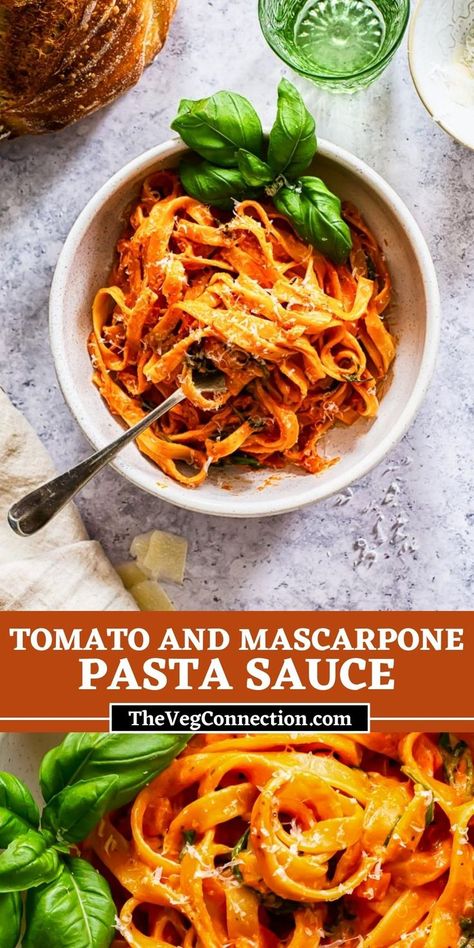 Mid Week Meals, Easy Tomato Pasta, Mascarpone Pasta, Mascarpone Sauce, Red Sauce Recipe, Mascarpone Recipes, Week Meals, Tomato Pasta Recipe, Easy Pasta Sauce