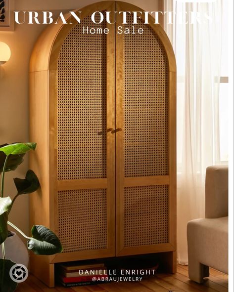 Storage cabinet Cane Storage Cabinet, Rattan Storage Cabinet, August Leo, Uo Home, Wooden Drawers, Apartment Furniture, Dressing Room, Door Design, Storage Furniture