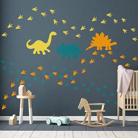 Dinosaur Bedroom Wall, Dinosaur Mural, Dinosaur Decor Bedroom, Dinosaur Room Decor, Dinosaur Wall Decals, Dinosaur Bedroom, Dinosaur Tracks, Dinosaur Room, Dinosaur Footprint