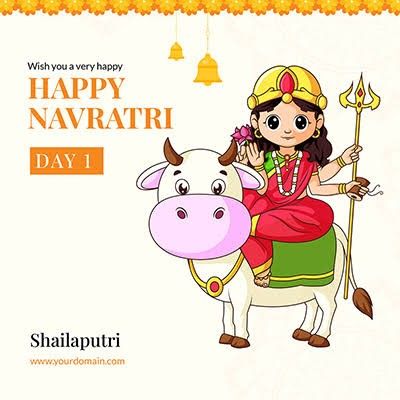 Navratri Day 1 Goddess Shailputri Navratri Mantra, Goddess Shailputri, Navratri Day 1, Navratri Devi, Navratri Devi Images, Nav Durga, Garba Dance, Devi Images, Chaitra Navratri