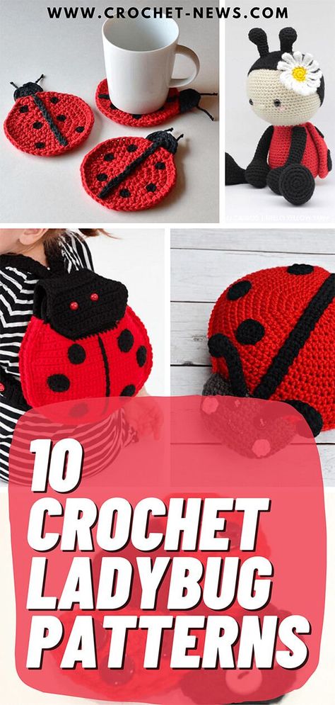 Crochet Summer Free Patterns, Ladybug Granny Square, Miraculous Ladybug Crochet Pattern Free, Ladybug Crochet, Crochet Ladybug Pattern Free, Lady Bugs, Crochet Summer Ideas, Ladybug Crochet Pattern, Crochet Ladybugs