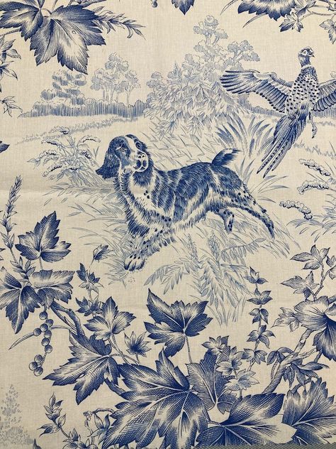 Brunschwig and Fils in Navy on Point Cream | Etsy Hunting Fabric, Brunschwig And Fils, Cream Photo, Porcelain Print, Toile Wallpaper, Indigo Pillows, Navy Wallpaper, Cream Wallpaper, Toile Fabric