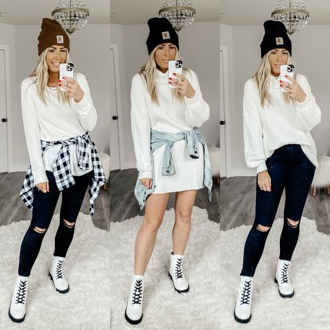 White Leather Combat Boots Outfit, Combat Boot Outfits Leggings, Outfit Ideas With White Combat Boots, Outfit With White Combat Boots, Cute Combat Boots Outfits Fall, White Combat Boot Outfits, White Army Boots Outfit, White Combat Boots Outfit Winter Jeans, What To Wear With White Combat Boots