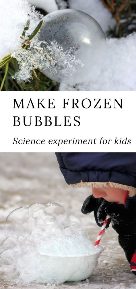 Winter Science Activities, Weather Activities For Kids, Winter Science Experiments, Science Magic, Juleverksted For Barn, Frozen Bubbles, Bubble Recipe, Winter Science, Snow Activities