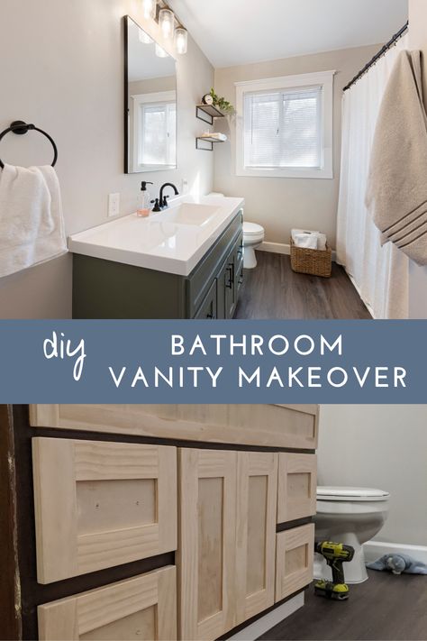 How To Add Height To Bathroom Vanity, Bathroom Vanity Doors Makeover, Beadboard Bathroom Vanity, Bathroom Vanity Without Drawers, How To Redo Bathroom Vanity, Refacing Bathroom Vanities, Reface Vanity Cabinet, Redoing Bathroom Vanity, Builder Grade Bathroom Vanity Makeover