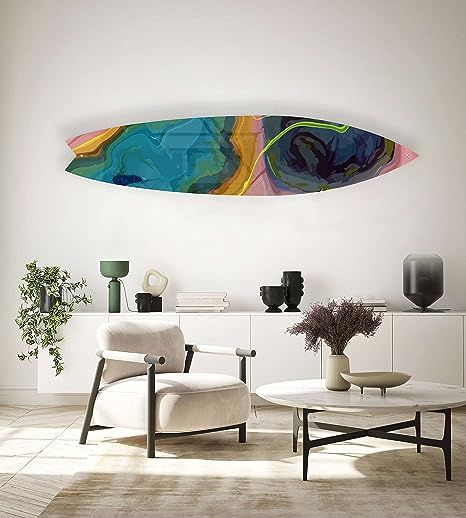 Abstract Swirl Acrylic Surfboard Wall Art Surfboard Wall Decoration 70 inches surfboard wall decor Acrylic Surfboard Art Unique gift Home Decor Wall Sculpture Surfboard Decor, Acrylic Face, Surfboard Wall Art, Surfboard Wall, Surfboard Art, Bold Art, Colorful Artwork, Abstract Nature, Acrylic Wall Art