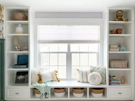 15 Cozy Window Bench with Storage Ideas Under Window Bench, Window Bench Seat With Storage, Window Bench With Storage, Window Seat Storage Bench, White Living Room Chairs, Window Storage Bench, Dining Bench With Storage, Cozy Window, Built In Bench Seating