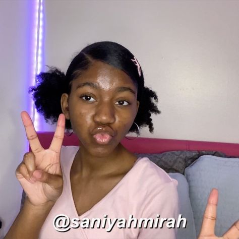 suh•nigh•yuh on Instagram: “two low puffs w swoop ✨ [ if you see this, follow @saniyahmirah💓 ] [ subscribe to my youtube channel for more in-depth tutorials! ] • • • •…” Two Puff With Swoop, Two Low Puffs With Swoop, Low Puff With Swoop, Low Puffs Natural Hair, Two Puffs With Swoop, Two Low Puffs Natural Hair, Puff With Swoop, Low Puff Natural Hair 4c, Two Puffs Natural Hair Hairstyles