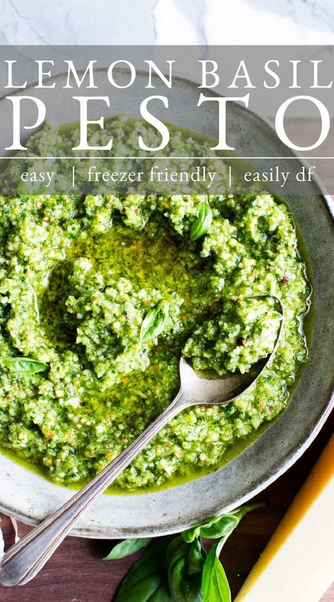 Fresh Pesto Recipe, Best Pesto Recipe, Easy Pesto Recipe, Fresh Basil Pesto Recipe, Lemon Pesto Pasta, Lemon Basil Pesto, Pesto Basil, Fresh Basil Recipes, Basil Pesto Recipe