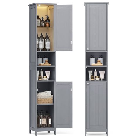 Specifications: Color: Dove Gray Material: MDF (Medium Density Fiberboard) Overall Product Size: 11.8"D x 11.8"W x 66.9"H (30 x 30 x 170 cm) Product Weight: 33.1 lb (15 kg) Max. Static Load Capacity of Each Adjustable Shelf: 22 lb (10 kg) Overall Max. Static Load Capacity: 132 lb (60 kg) Package Contents: 1 x Tall Bathroom Cabinet 1 x Accessory Kit 1 x Anti-Tip Kit 1 x Instructions VASAGLE Notes: For safety, be sure to secure the slim storage cabinet to the wall with the included anti-tip kit fo Bathroom Storage Cabinet Freestanding, Slim Bathroom Storage Cabinet, Small Bathroom Storage Cabinet, Tall Bathroom Cabinet, Slim Storage Cabinet, Slim Bathroom, Slim Bathroom Storage, Tall Bathroom Storage Cabinet, Slim Storage