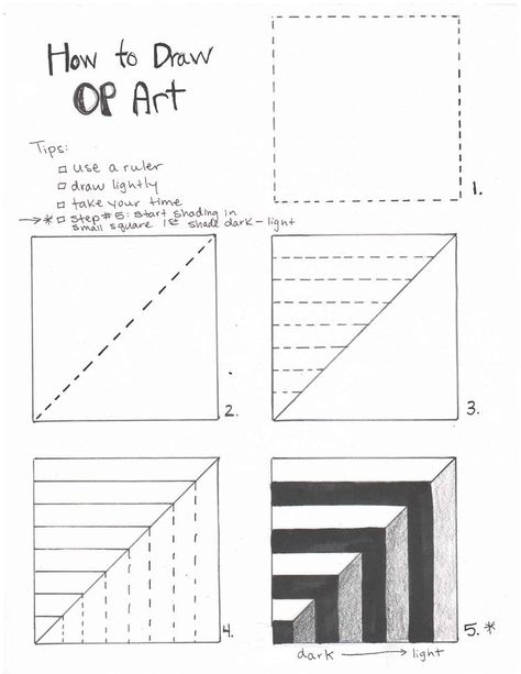 Easy Illusion Art, Illusion Drawings Easy, Optical Illusions Art Easy, Op Art Step By Step, Op Art Ideas, Optical Illusions Drawings Easy, Easy Op Art, Optical Illusions Drawings, Illusion Kunst