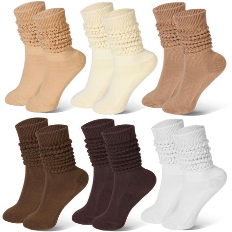 PRICES MAY VARY. 6 Colors Slouch Socks: The package comes with 6 different colors of scrunch slouchy socks. These knee high scrunch long socks for women are a universal size, fit for women's shoe sizes 5-11. You can adjust the height of the women scrunch socks as you like. Soft Material: These slouch socks for women are made of soft cotton, which is elastic, breathable, and not easily deformed. They are very comfortable to wear. Softness is awesome. Perfect at home loungewear or with boots. The Scrunch Socks, Slouchy Socks, Socks Knee High, Slouch Socks, Socks For Women, Long Socks, Boot Socks, Cotton Knit, Knee High