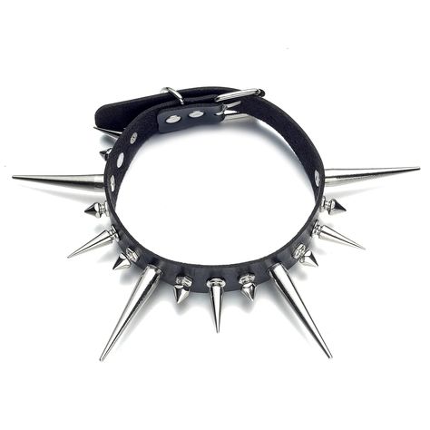 PRICES MAY VARY. Size: The Longest Spike length 5.6cm /2.2", The other spikes length 2.9cm/1.14",the shortest spikes length 1.5cm/0.59" , The Strap Choker Total length 43cm/16.9", width2.4cm/0.98", adjustable from 31- 41cm/12.2-15.4". Package includes: 1 Pcs Spiked Choker Goth and Punk Style : Black Leather Chokers Punk Style, the stylish punk gothic choker is a symbol of individuality, freedom, unrestrainedness, never out of date.Easy to show your strong stylish cool personality, create your ow Spikey Choker, Spike Choker, Spiked Choker, Halloween Costume Jewelry, Collar For Women, Goth Choker, Women Choker Necklace, Goth Necklace, Jewelry Gothic