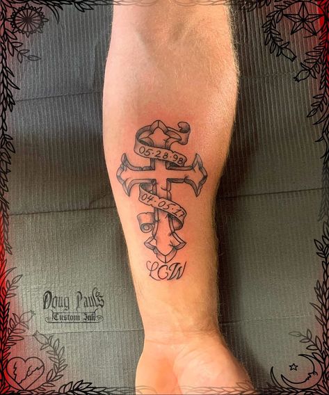 R.i.p Tattoos For Men, Banner Tattoos, Rip Tattoos For Dad, Banner Tattoo, Rip Tattoos For Mom, Tattoos For Dad Memorial, Memorial Tattoo Designs, Mum Tattoo, Rip Tattoo