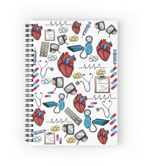 Spiral notebooks with high-quality edge-to-edge print on front. 120 pages in your choice of ruled or graph lines. Medical Notebook, Back To Uni, Front Page Design, Medical Surgical Nursing, Notebook Cover Design, Medical Journals, Cardiology, Spiral Notebooks, Notebook Design