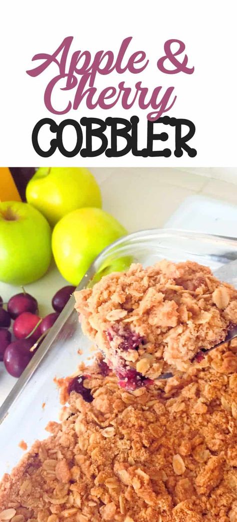 This fresh cherry cobbler recipe is not made with cherry pie filling. It uses real fresh apples and cherries for a delicious flavor you can not get from a can! It's a great way to use seasonal fruits and is so yummy you will want to make more than one! Fresh Cherry Cobbler Recipe, Fresh Cherry Cobbler, Cherry Cobbler Recipe, Cherry Apple, Fresh Cherry, Seasonal Fruits, Canned Cherries, Cherry Season, Apple Cobbler