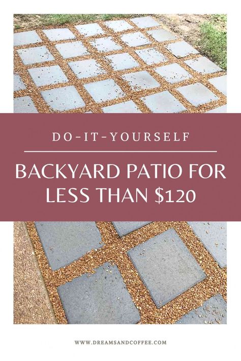 Pavers Diy, Diy Patio Pavers, Easy Patio, Outdoor Patio Diy, Pavers Backyard, Diy Backyard Patio, Cheap Backyard, Cheap Patio, Patio Flooring