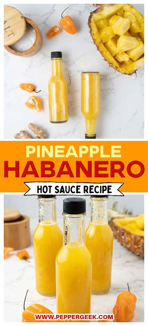 Hot Sauce Recipe For Canning, Mango Habanero Hot Sauce, Habanero Sauce Recipe, Pineapple Habanero Sauce, Habanero Recipes, Hot Sauce Recipe, Habanero Sauce, Homemade Hot Sauce, Habanero Hot Sauce