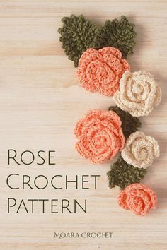 Free Crochet Rose Pattern, Easy Crochet Rose, Crochet Roses, Crochet Rose Pattern, Crochet Leaf Patterns, Crochet Flowers Easy, Rose Crochet, Crochet Flowers Free Pattern, Crochet Hair Accessories