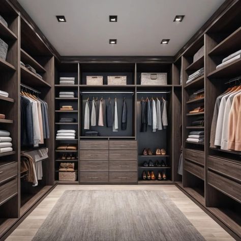 Walk-in closet goals achieved! This dream closet has everything you need to stay organized in style. The built-in shelves and drawers provide ample storage for clothes, shoes, and accessories, while the center island with countertop offers additional space to fold laundry or lay out outfits. What's your must-have feature for a walk-in closet? Let me know in the comments below! #dreamcloset #walkincloset #storagegoals Goals Achieved, Fold Laundry, Storage For Clothes, Out Outfits, Closet Goals, Built In Shelves, Walk In Closet, Stay Organized, House Inspo