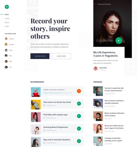 #podcast #homepage #landingpage #music #streaming #ui #webdesign #website #dribbble Homepage Web, Simple Website Design, Travel Website Design, Web Development Programming, Simple Web Design, Blog Website Design, Ui Design Website, Instagram Algorithm, Homepage Design
