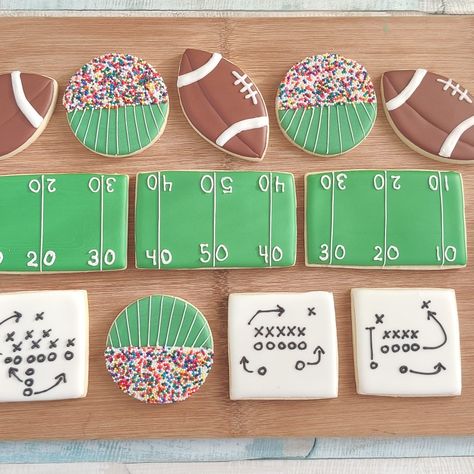 Feb 2023 Tailgate Birthday Party, Superbowl Cookies, Football Sugar Cookies, Super Bowl Cookies, Happy Super Bowl Sunday, Birthday Party Cookies, Football Treats, Football Cookies, Party Cookies