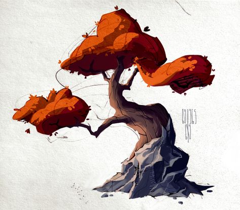 ArtStation - Trees, Anastasia Walker Tree Drawing Illustration, Cartoon Trees, Walker Art, Siluete Umane, Seni Dan Kraf, Seni Cat Air, Tree Illustration, Digital Painting Tutorials, Landscape Drawings