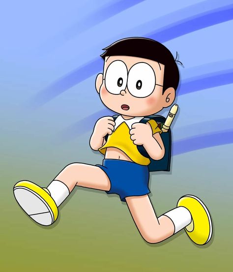 Nobita School, Late For School, Doraemon Cartoon, Going To School, Bart Simpson, Dj, Illustrations, Comics, Fictional Characters