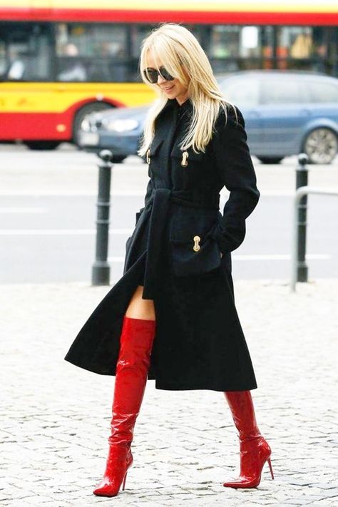 7 Cozy Knee High Boots Outfits to Copy ASAP Over The Knee Boots Outfit, Red Boots Outfit, Otk Boots Outfit, Over The Knee Boot Outfit, Knee Boots Outfit, Womens High Boots, High Boots Outfit, Leather Thigh High Boots, Thigh Boots