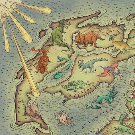 Mario Lanzas on Instagram: “Cretaceous Period Vintage Map (details)  This illustration is available at Redbubble for prints and many more items (link at my bio)…” Cretaceous Period, Vintage Map, Dinosaurs, Mario, Period, Map, Humanoid Sketch, On Instagram, Instagram