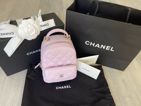 NEW 2024 CHANEL Mini Backpack Lilac Caviar Gold CC Charm | eBay Chanel Mini Backpack, Luxurious Backpack, Girly Wardrobe, Chanel Luggage, Mom Gifts Box, Cute Mini Backpacks, Luxury Backpack, White Backpack, Chanel Backpack