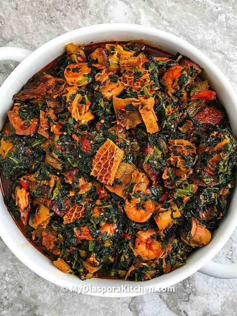 Nigerian Vegetable Soup, Efo Riro, Spinach Stew, Nigeria Food, African Recipes Nigerian Food, Vegetable Soup Recipe, Nigerian Recipes, Popular Dishes, African Cooking