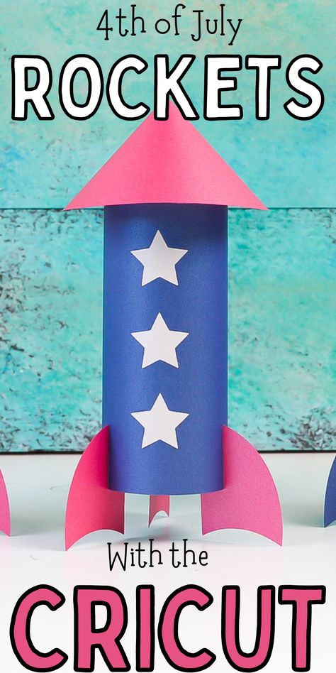 Top rocket craft using your Cricut. Easy 4th of July Rocket Craft. Fun rocket craft to make with your Cricut. 3d Rocket Craft, Rocket Ship Party, Paper Rockets, Rocket Craft, Diy Rocket, Craft To Make, Paper Lanterns Diy, July Colors, Vbs 2023