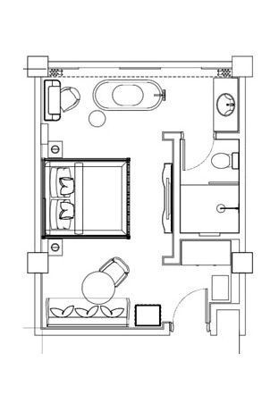 Hotel Room Plan, Hotel Room Design Plan, Hotel Floor Plan, Hotel Floor, House Big, Hotel Plan, Hotel Room Design, Master Room, Bedroom And Living Room