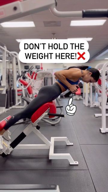 Danielle Webster Fitness LLC | Hypertrophy | Fitness Tips on Instagram: "❌DON’T HOLD THE WEIGHT LIKE THIS❌ When you hold the weight at your chest for a 45° glute raise, you decease the length of the moment arm making it so that you are working harder to hold the weight and the glutes aren’t being maximally loaded. The most optimal way to load the 45 degree glute raise is going to be with the weight out in front of you versus at your chest. This has to do with the length of the moment arm. Mo Glute Hypertrophy, Glute Ham Raise, Bum Exercises, Track Food, 2023 Workout, Glute Raises, Yoga Workout Routine, Cable Workout, Bum Workout