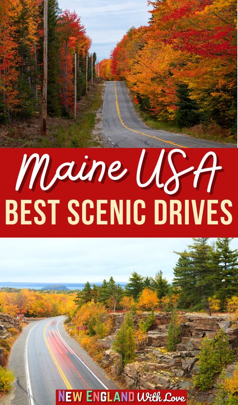 Considering a Maine road trip to see the state's most beautiful spots? These Maine scenic drive routes will take you to some of the best places to visit in Maine, New England, USA. Maine road trips fall | maine road trip summer | road trip in new england | maine coastal road trip | maine driving itinerary Maine In The Fall Road Trips, Maine Fall Foliage Road Trips, Salem Boston, Places To Visit In Maine, Visiting Maine, Coastal Road Trip, Vermont Trip, Road Trip Summer, Fall Foliage Road Trips