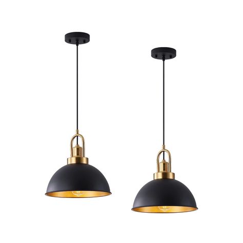 Matte Black Farmhouse Pendant Light, Adjustable Height, Vintage Hanging Industrial Ceiling Lights Fixture For Kitchen Island Hallway Dining Room 2 Pack Brand New In Box. Metal Material & Industrial Design: Febeleven Black Pendant Light Features A Vintage-Style Dome Shade That Is Ul Listed. Made Of Durable Metal Material, High Quality Baking Paint, Fine Workmanship, Durable And Longer Service Life. Matte Black Finish Design (Gold Finish Inside The Shade) Easily Matches Different Home Styles. The Black And Bronze Pendant Light Kitchen, Black And Gold Pendant Light Kitchen, Dining Room Lighting Over Table Modern, Gold Pendant Light Kitchen, Dining Room Lighting Over Table, Black Pendant Light Kitchen, Modern Dining Room Lighting, Marble Kitchen Island, Bronze Pendant Light