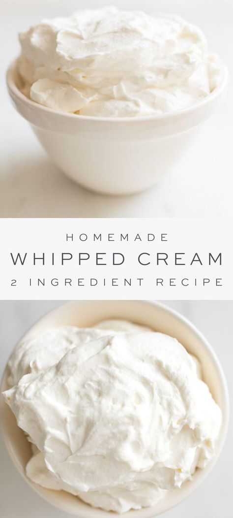 Perfectly sweet and airy, this Homemade Whipped Cream Recipe is so delicious. It's the best way to top all of your Valentine's Day desserts! You just need 2 ingredients! Make Whipped Cream, Homemade Whipped Cream Recipe, Whipped Cream Recipe, 2 Ingredient Recipes, Recipes With Whipping Cream, Making Whipped Cream, Homemade Whipped Cream, Frosting Recipes, Cream Recipes