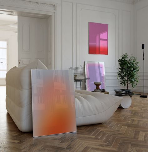 Aura Living Room, Plexiglass Wall Art, Painting Ideas For Living Room, Aura Painting, Colourful Apartment, Pink Digital Art, Lilac Gradient, Abstract Art Bedroom, Aura Prints